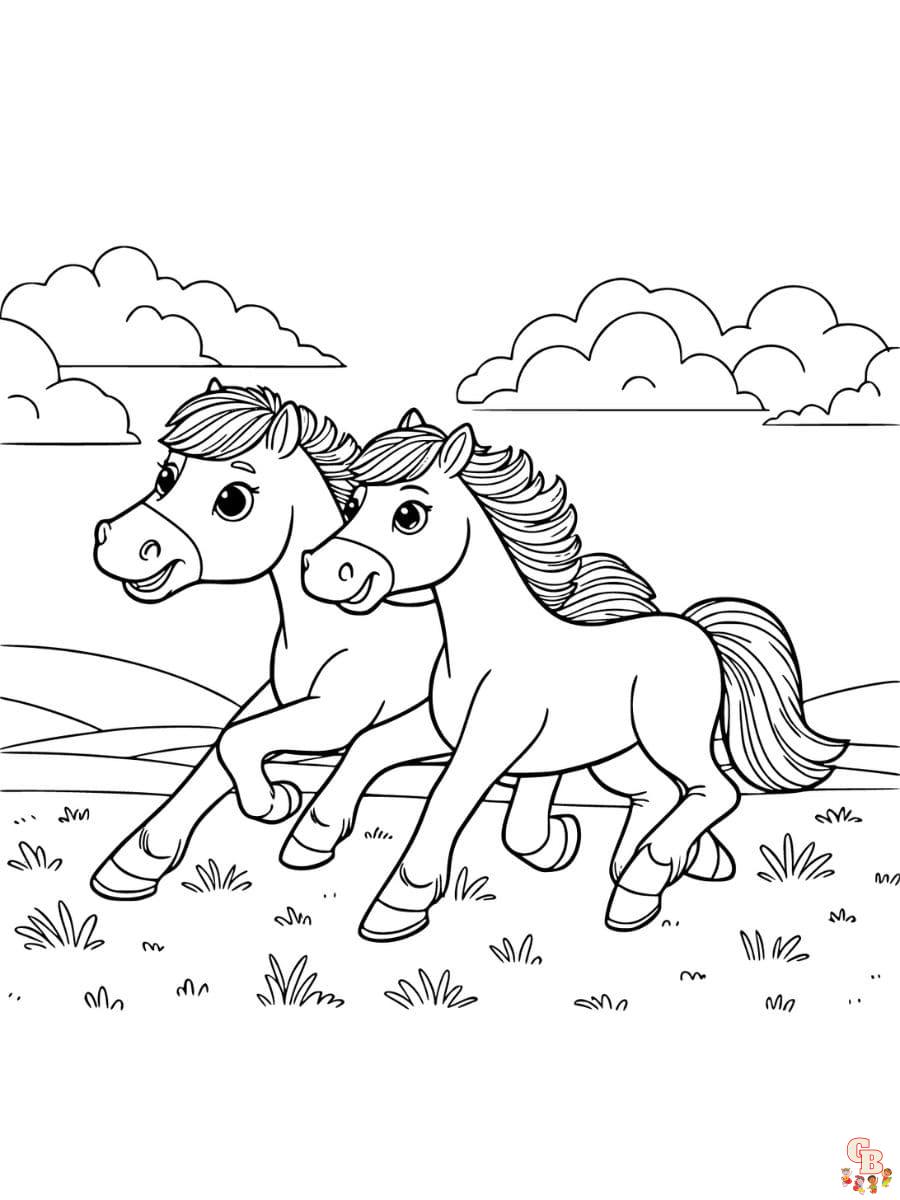 Free herd of horses coloring pages