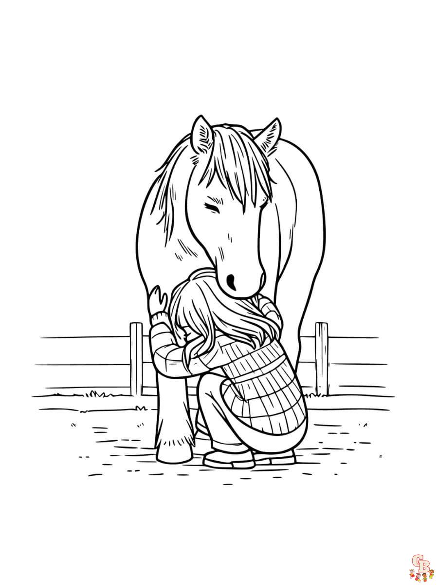 Free horse and girl coloring pages