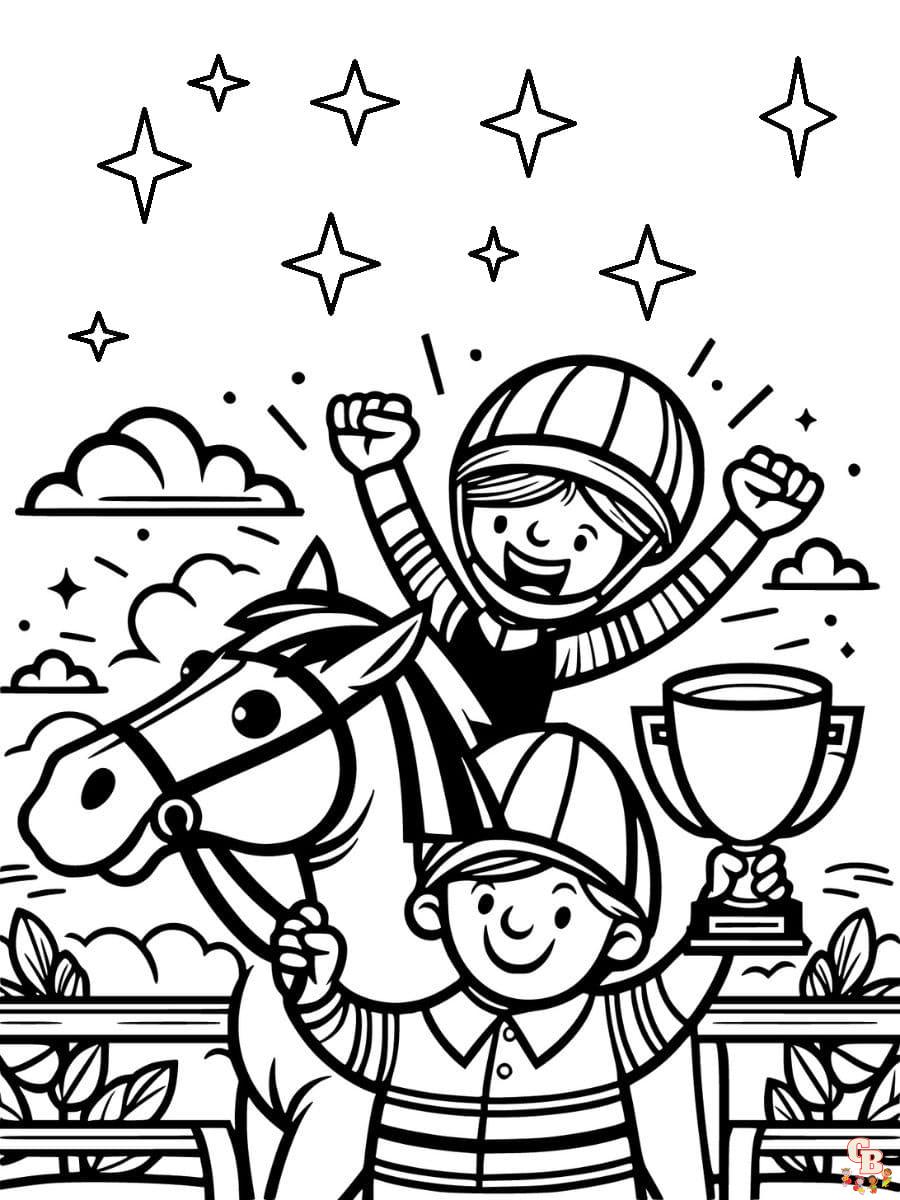 Free horse racing coloring pages printable