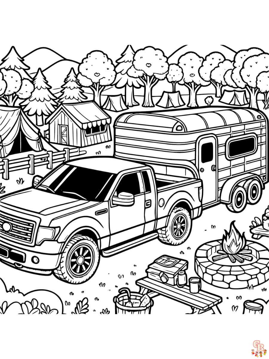 Free horse trailer coloring pages