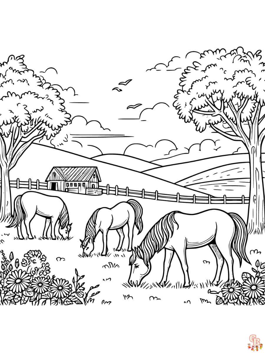 Prinatble horse farm coloring pages