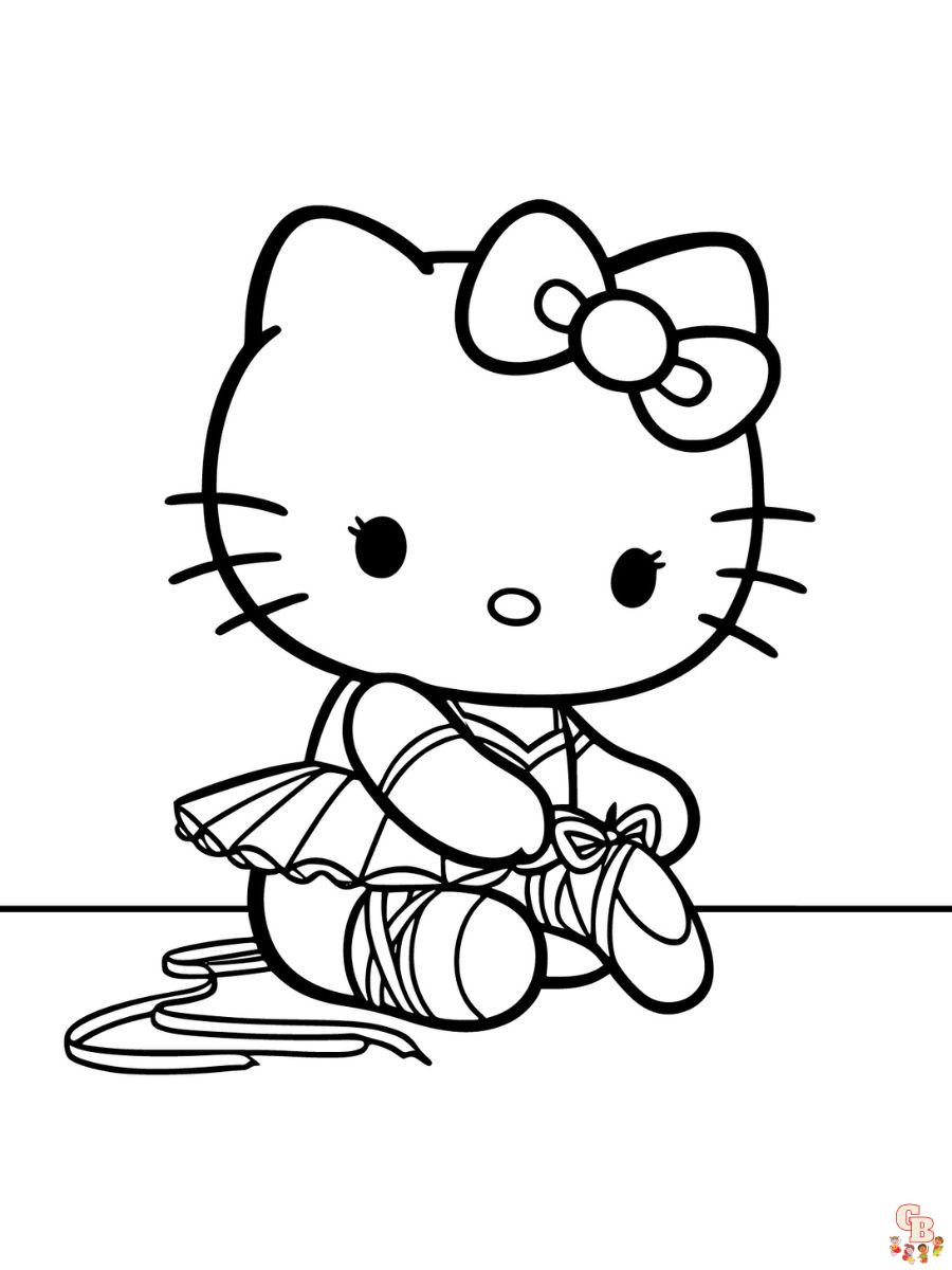 Printable ballerina hello kitty coloring pages
