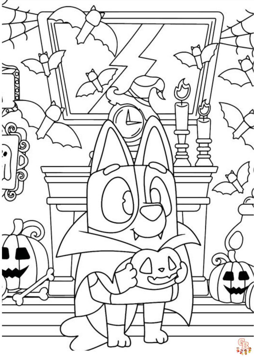 Printable bluey halloween coloring pages