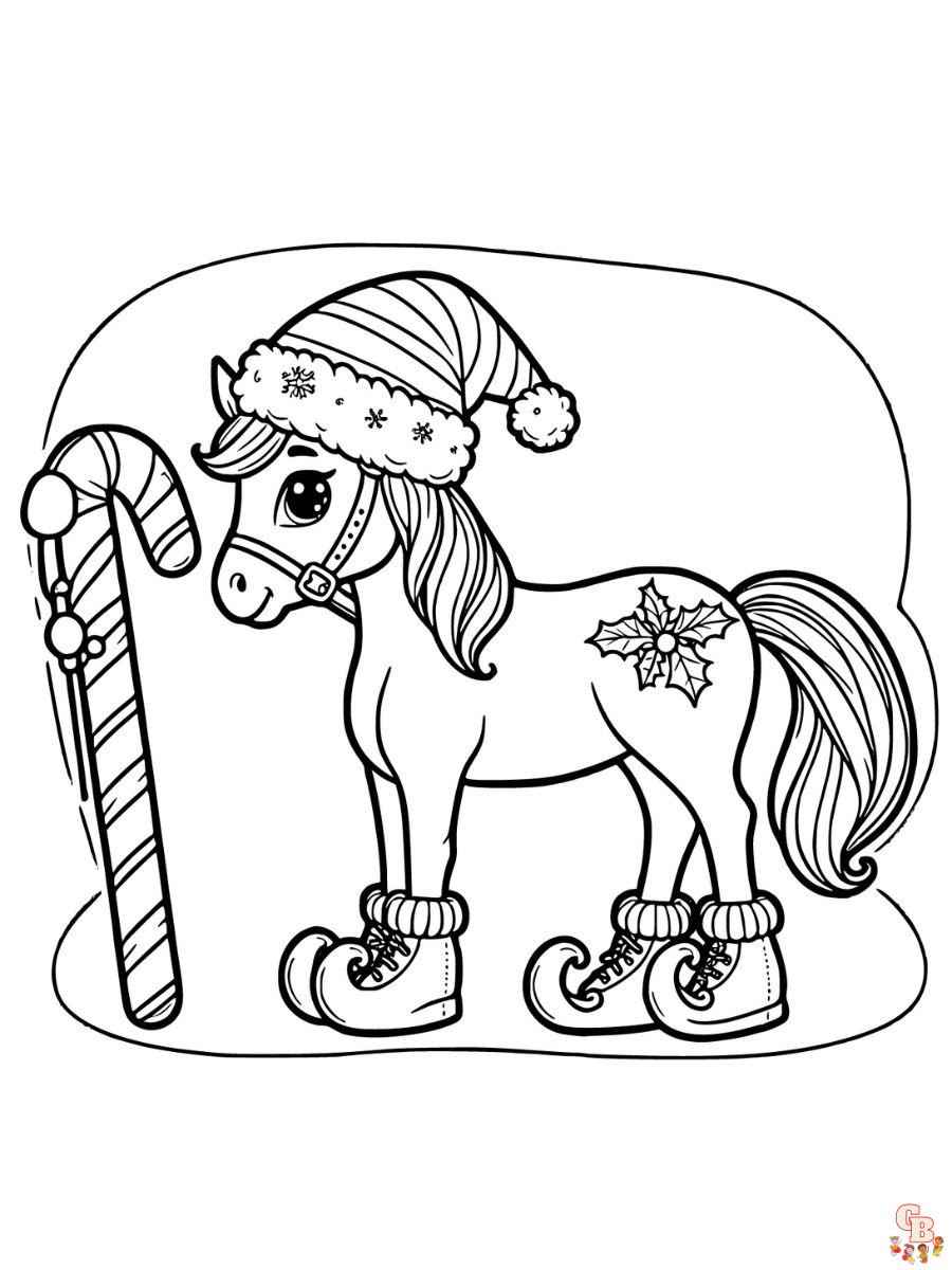 Printable christmas horse coloring pages