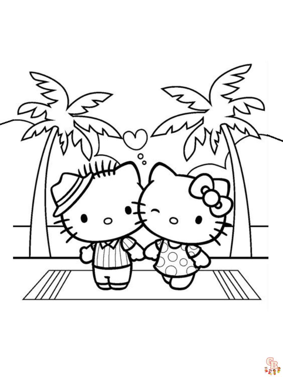 Printable hello kitty and dear daniel coloring pages free