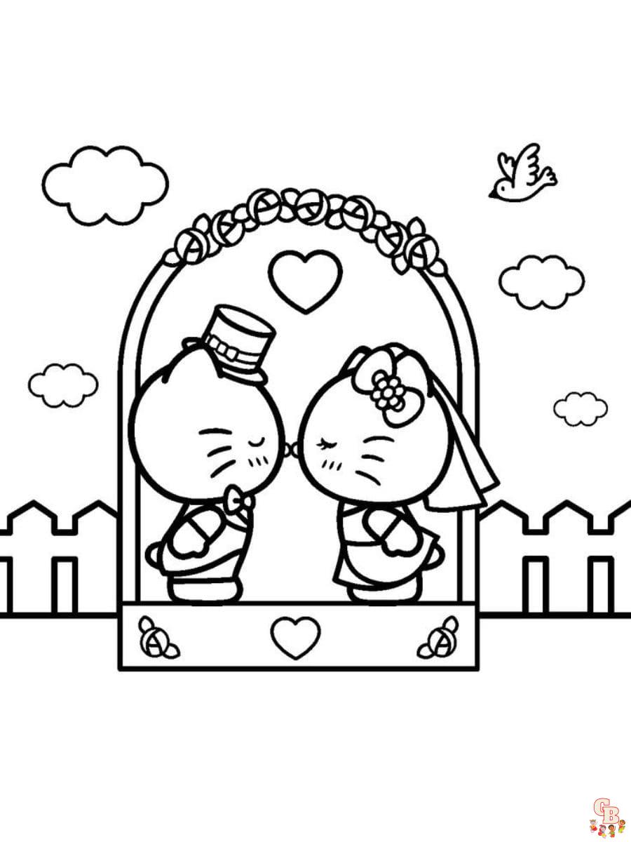 Printable hello kitty and dear daniel coloring pages