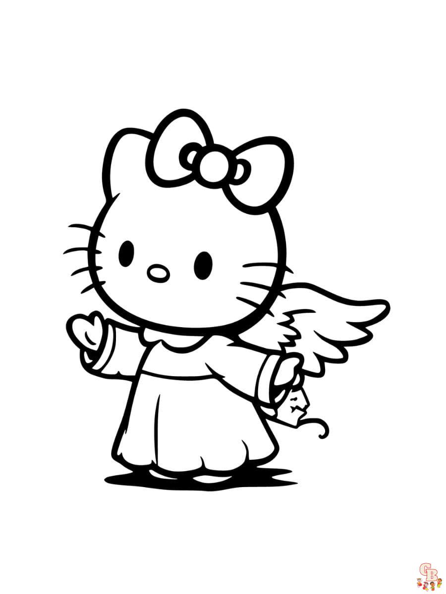 Printable hello kitty angel coloring pages
