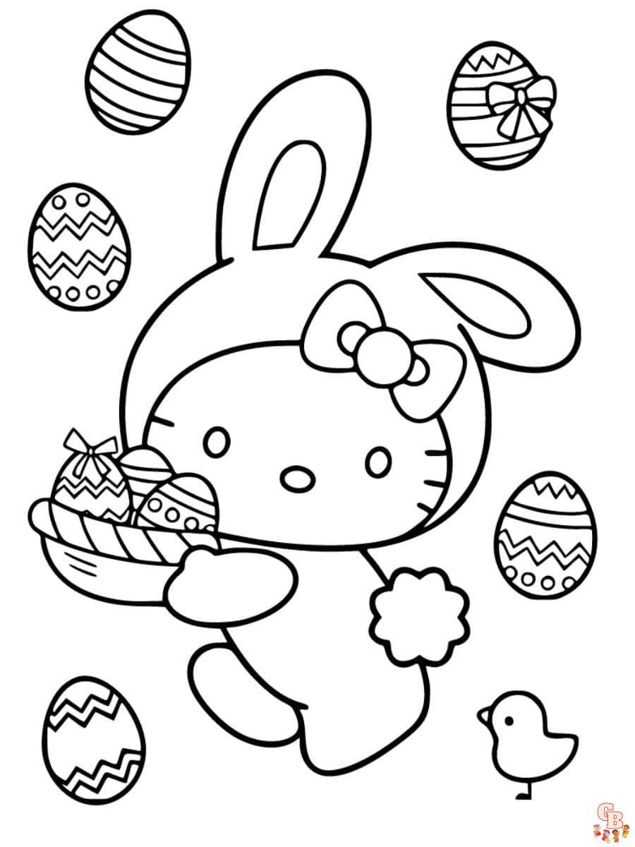 Printable hello kitty easter coloring pages free