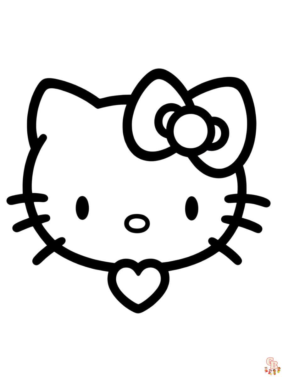 Printable hello kitty face coloring pages