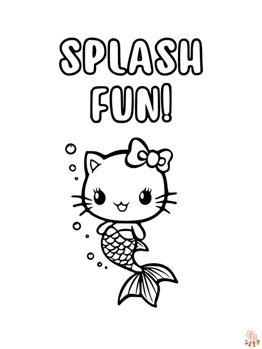 Printable hello kitty mermaid coloring pages