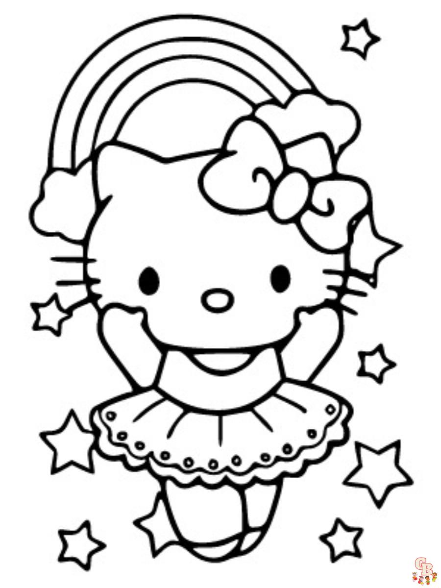 Printable hello kitty rainbow coloring pages cute
