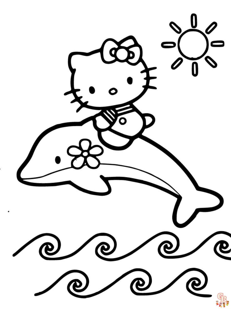 Printable hello kitty summer coloring pages