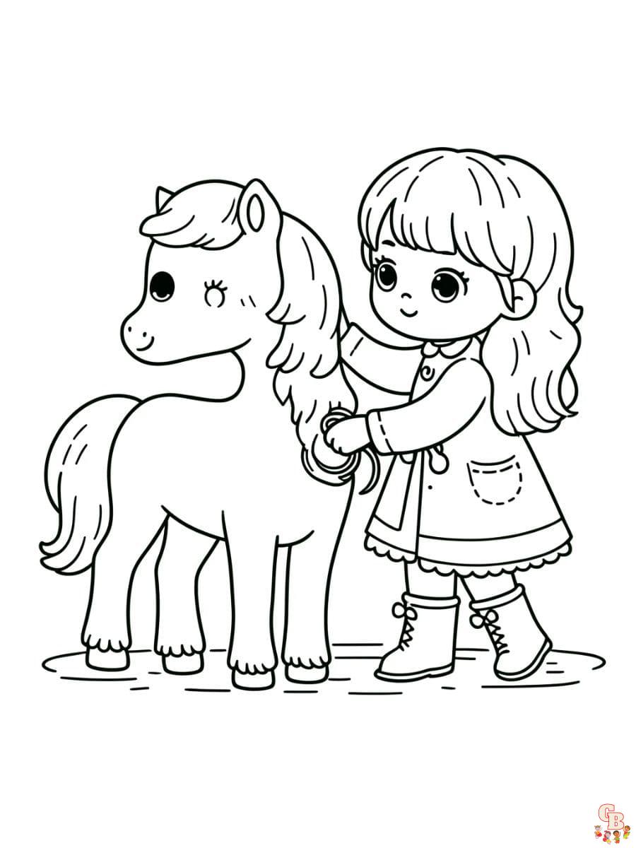 Printable horse and girl coloring pages