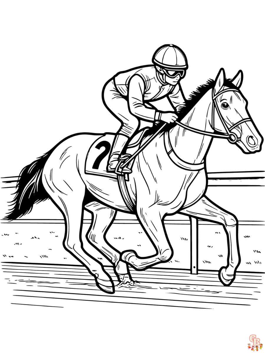 Printable horse racing coloring pages free