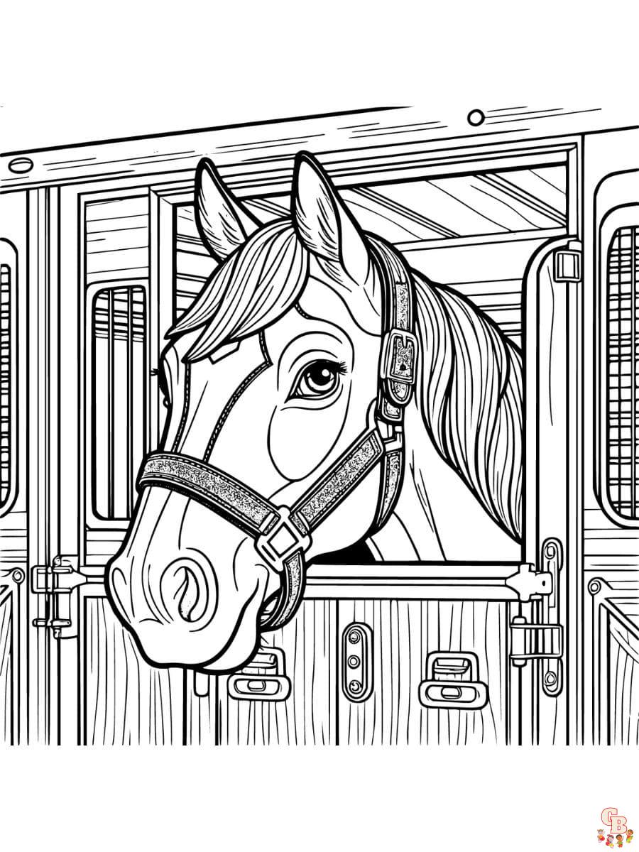 Printable horse trailer coloring pages free