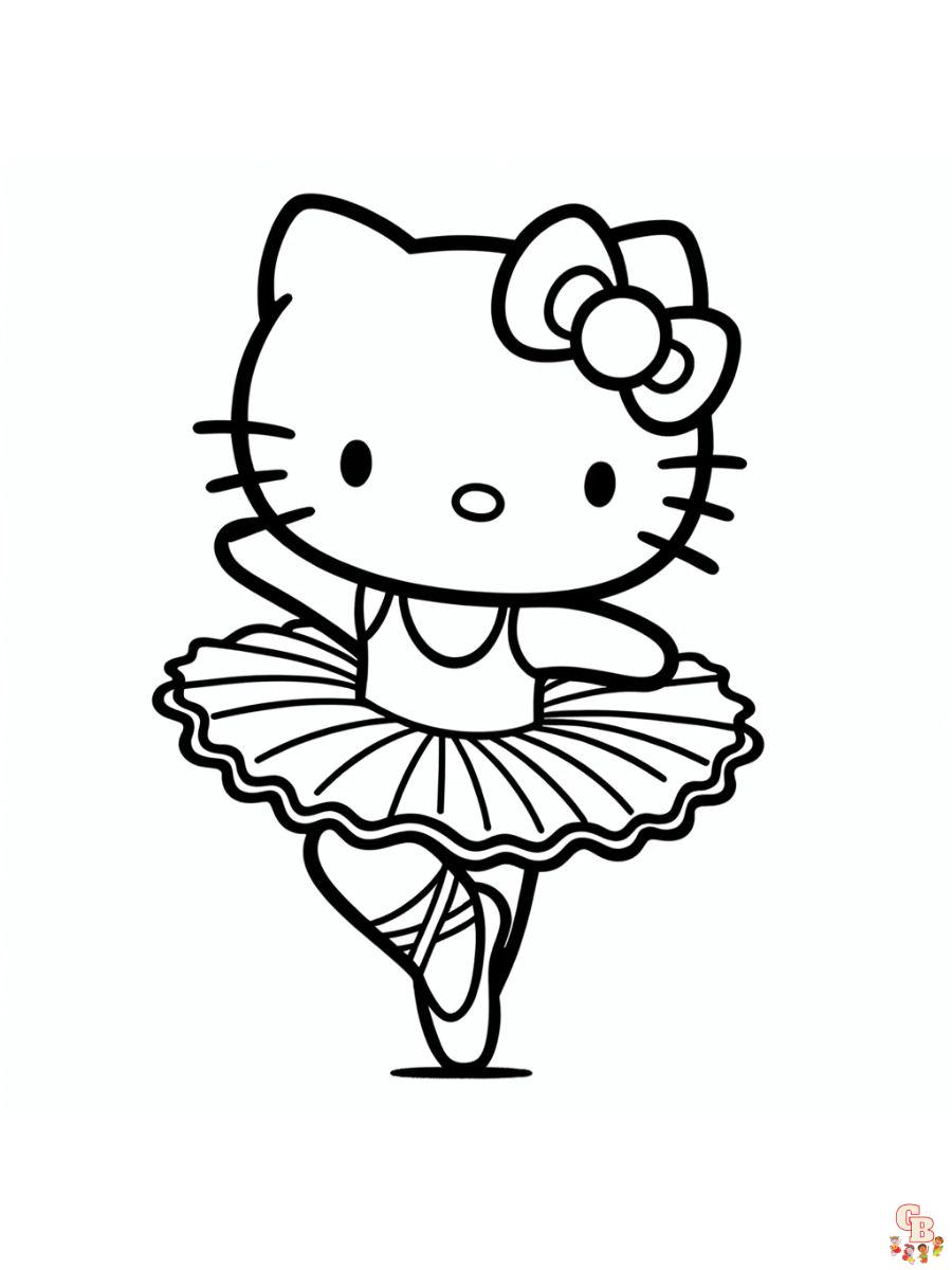 ballerina hello kitty coloring page