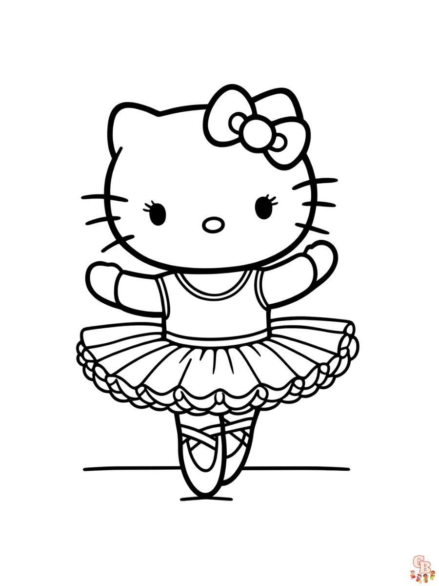 ballerina hello kitty coloring pages easy