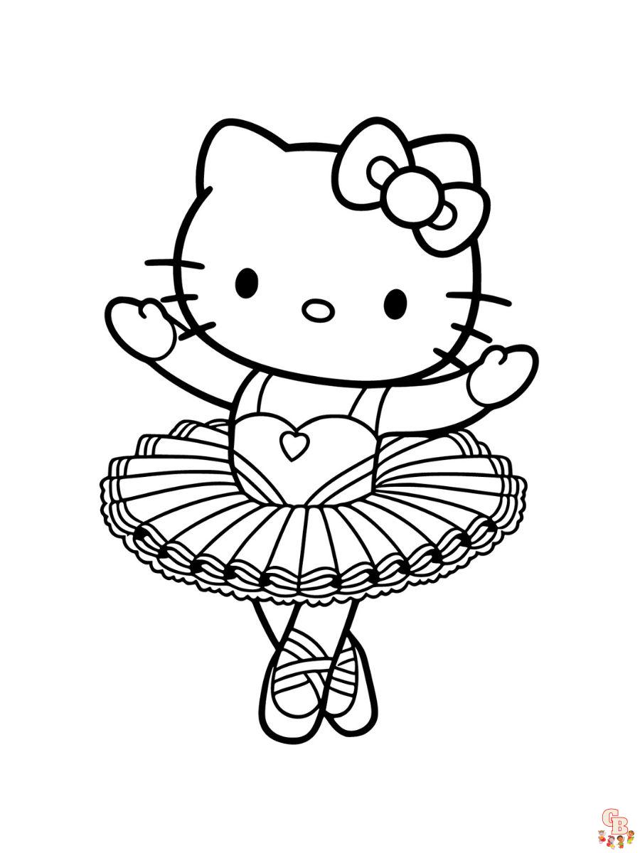 ballerina hello kitty coloring pages to print