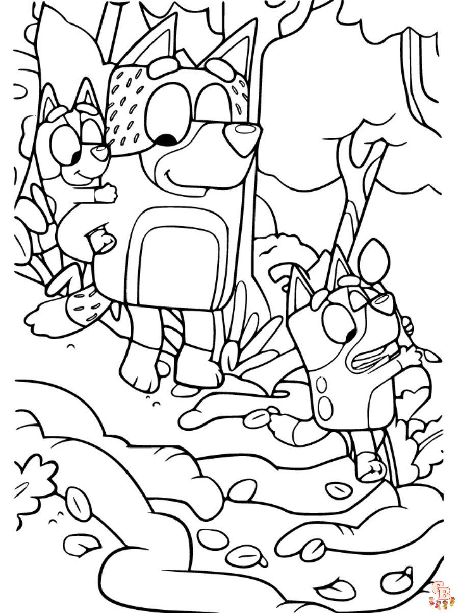 bluey bandit coloring pages for kids