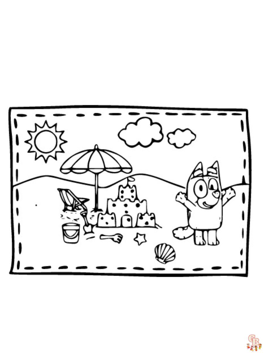 bluey beach coloring pages free