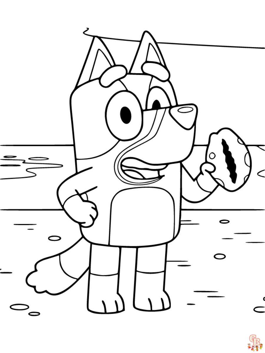 bluey beach coloring pages