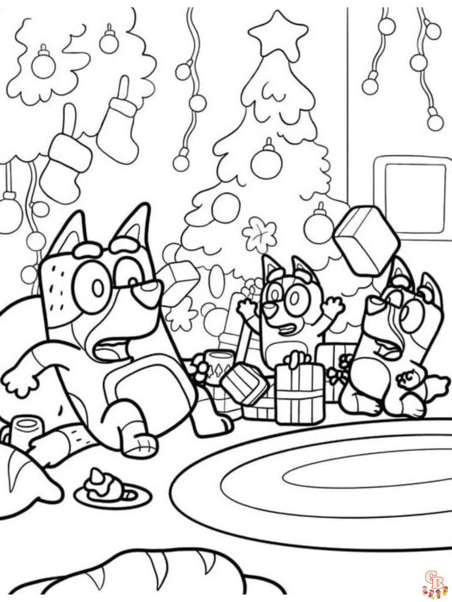 bluey christmas coloring pages printable