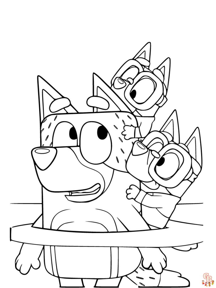 bluey coloring pages bandit