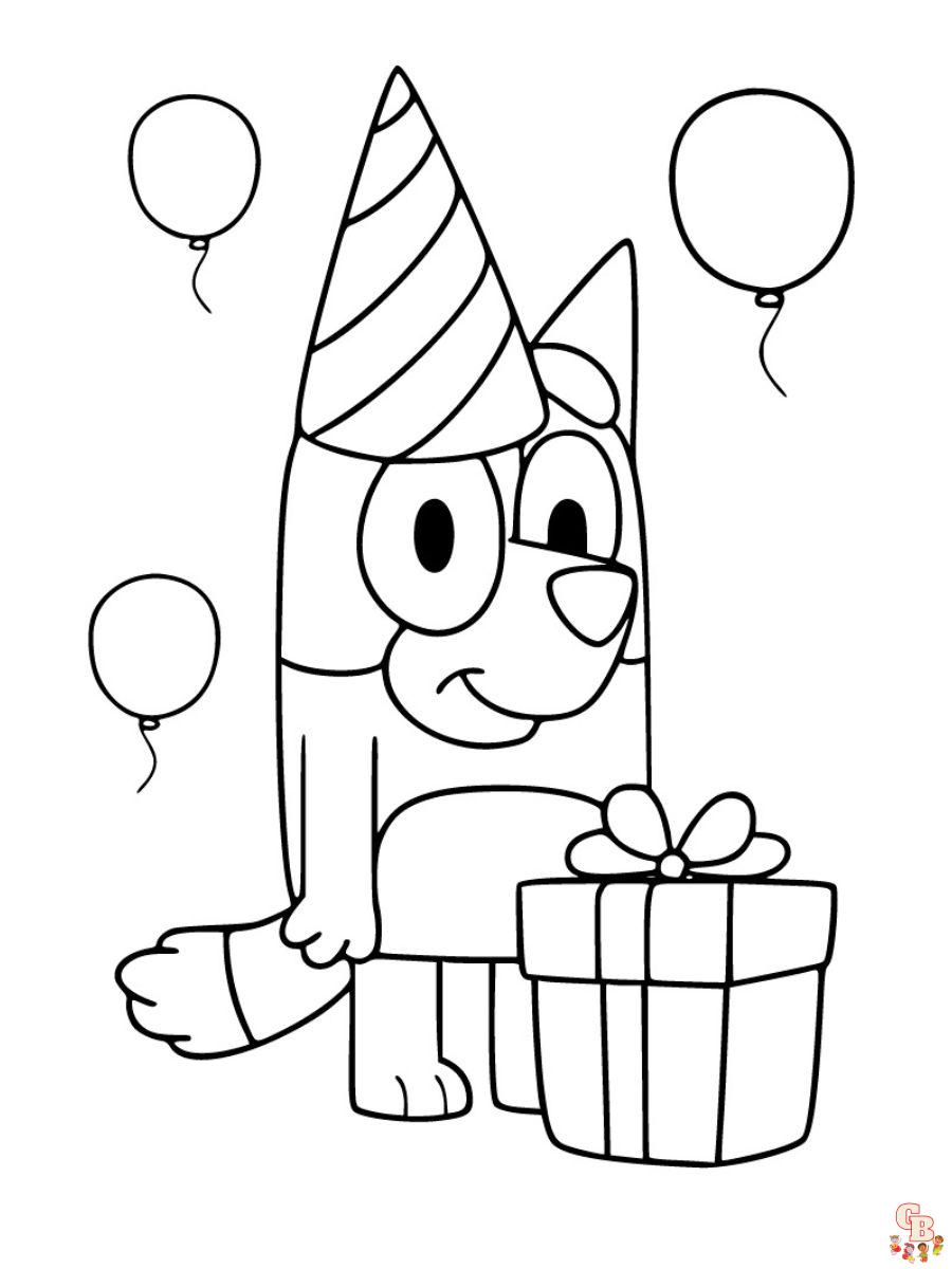 bluey coloring pages birthday