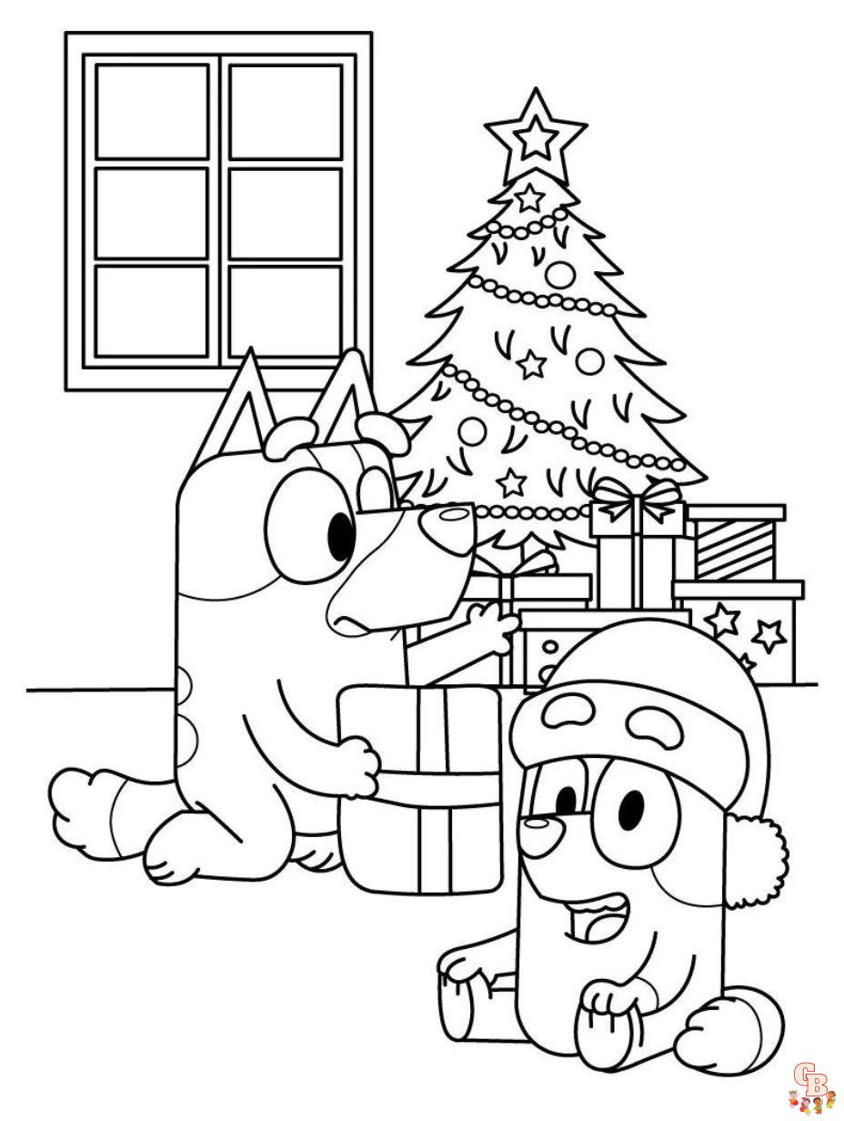 bluey coloring pages christmas