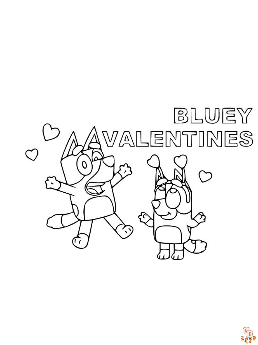bluey coloring pages valentines
