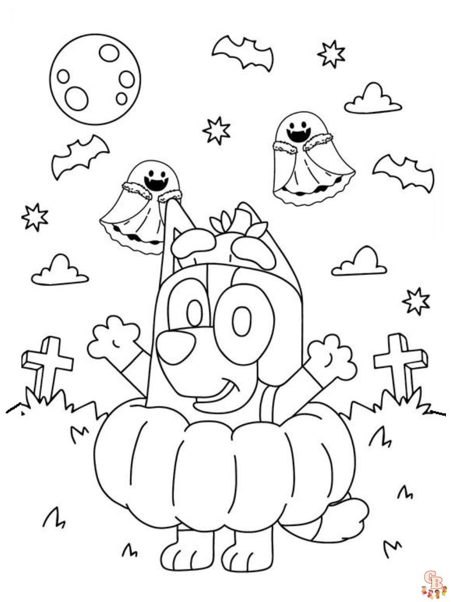 bluey halloween coloring page