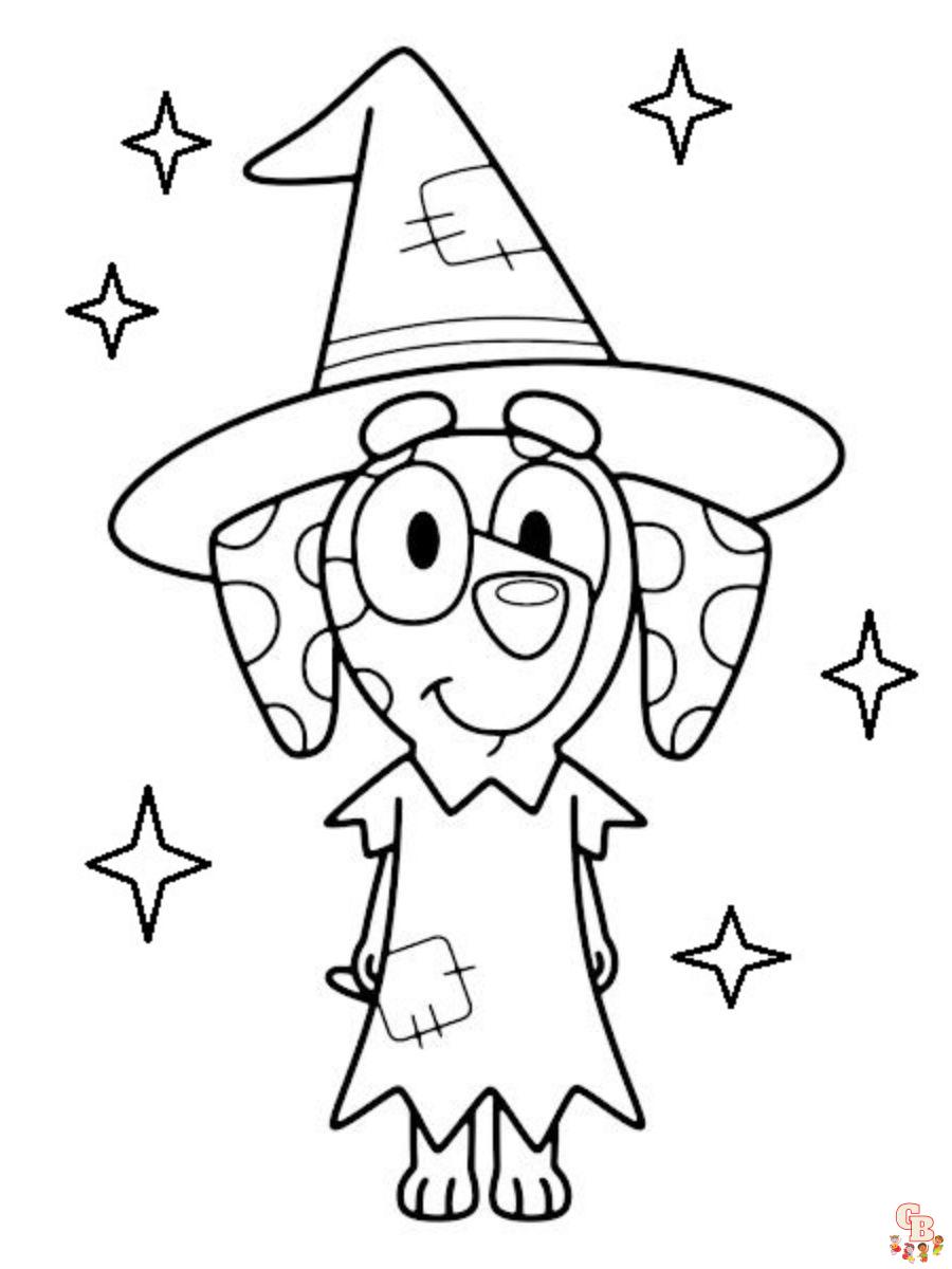 bluey halloween coloring pages free