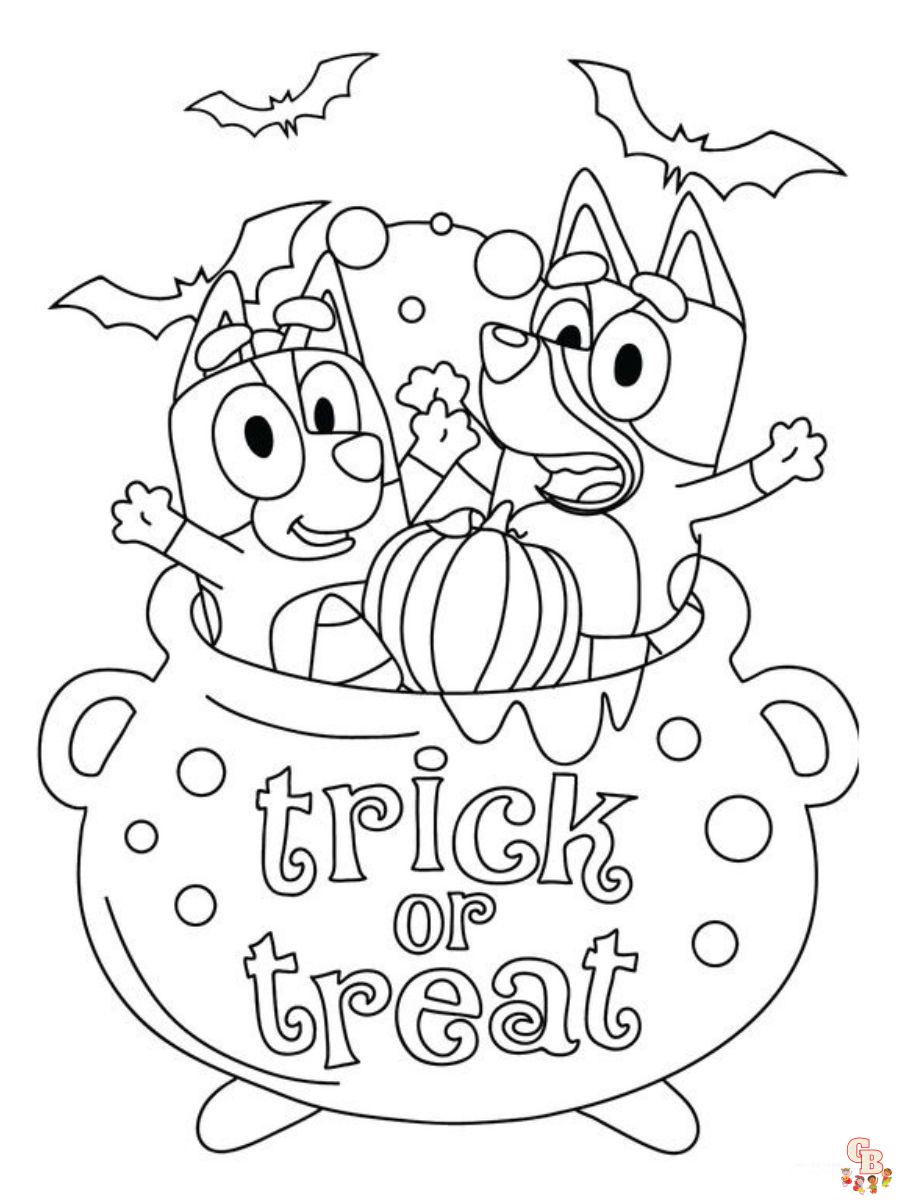 bluey halloween coloring pages printable