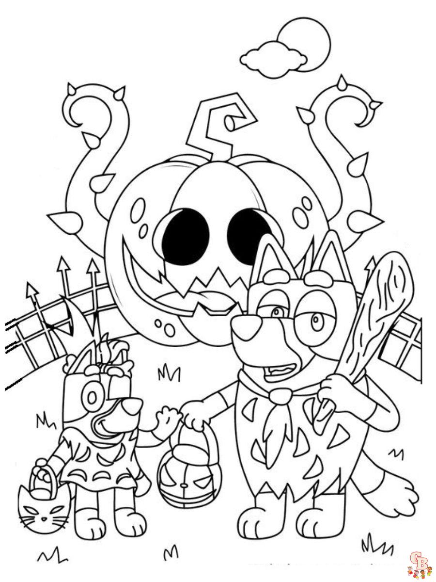 bluey halloween coloring pages to print