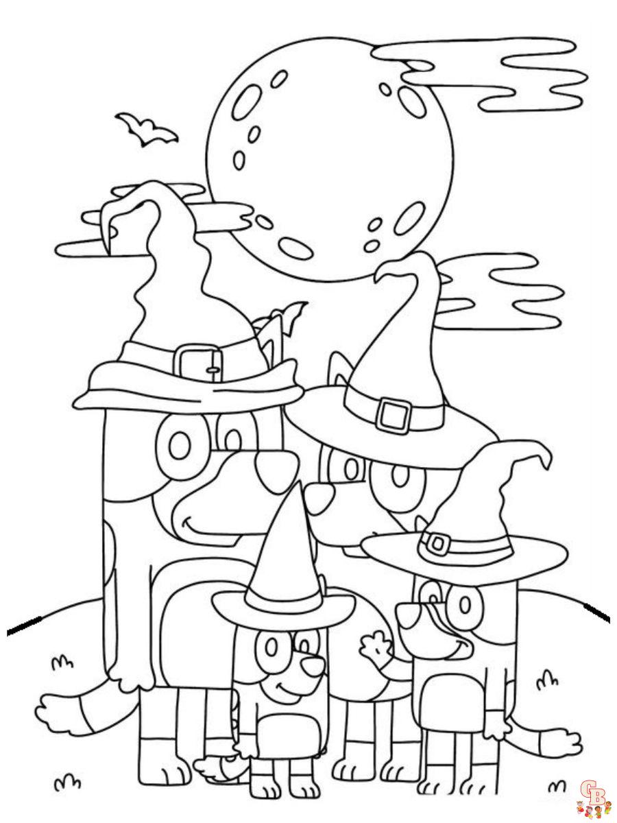 bluey halloween coloring pages