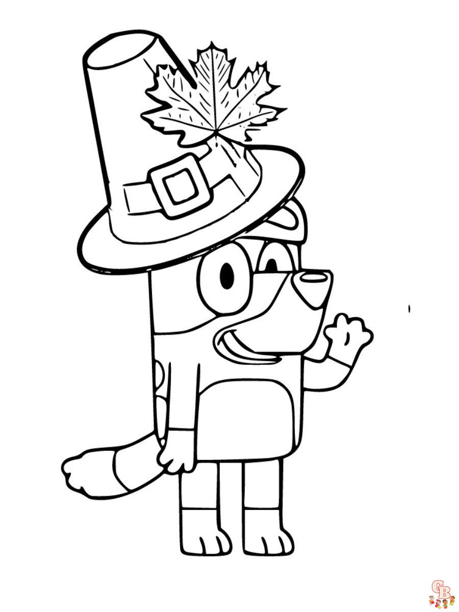 Bluey Thanksgiving Coloring Pages: Free for Kids
