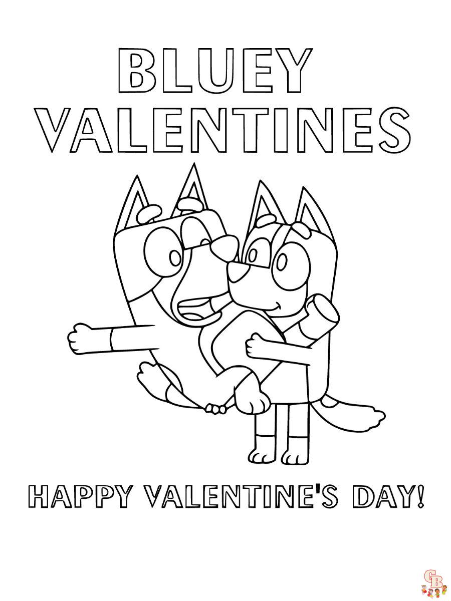 bluey valentines coloring pages