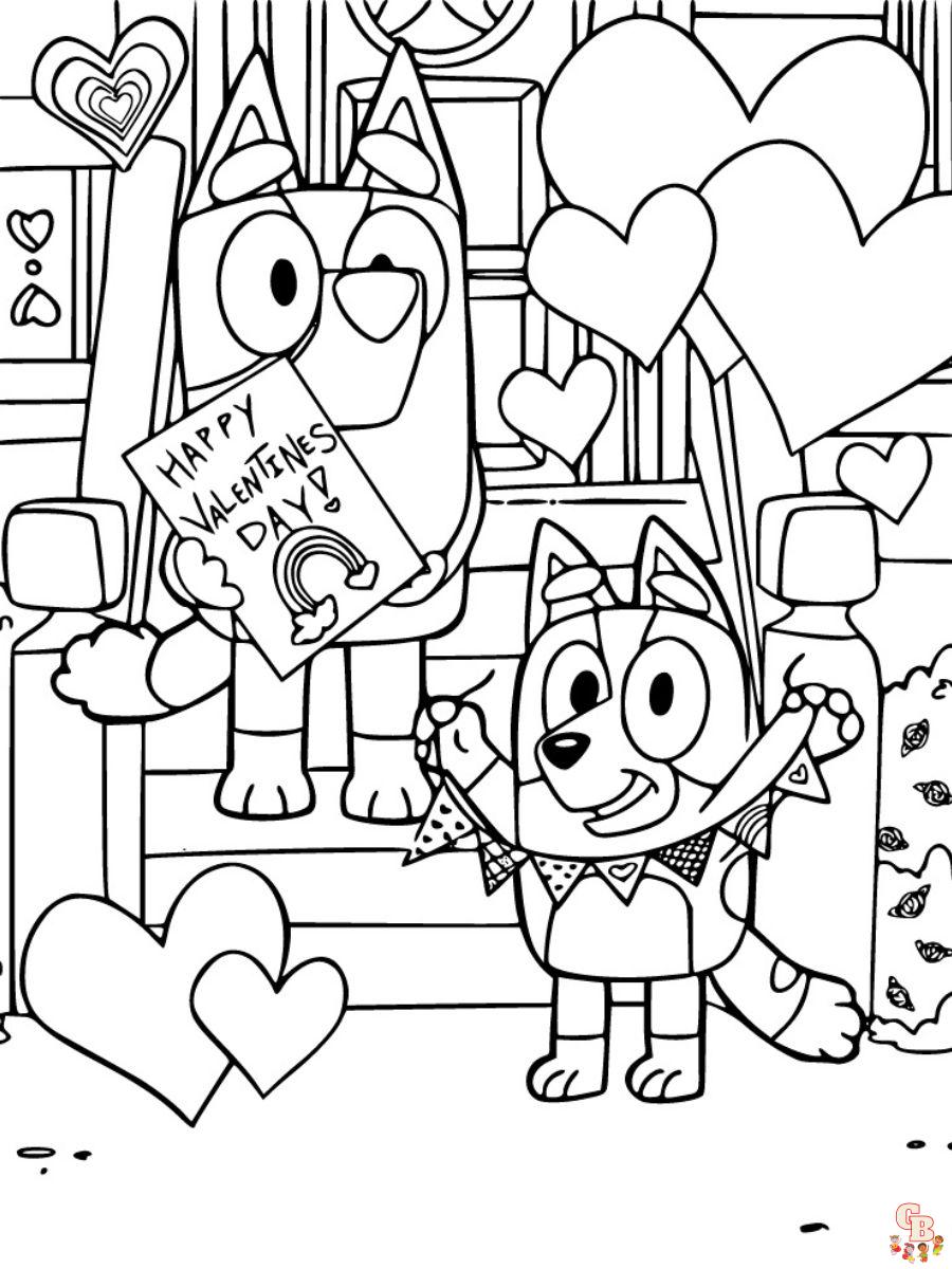 bluey valentines day coloring pages