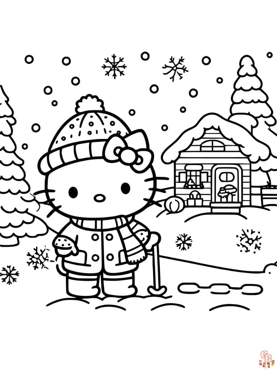 christmas hello kitty coloring pages