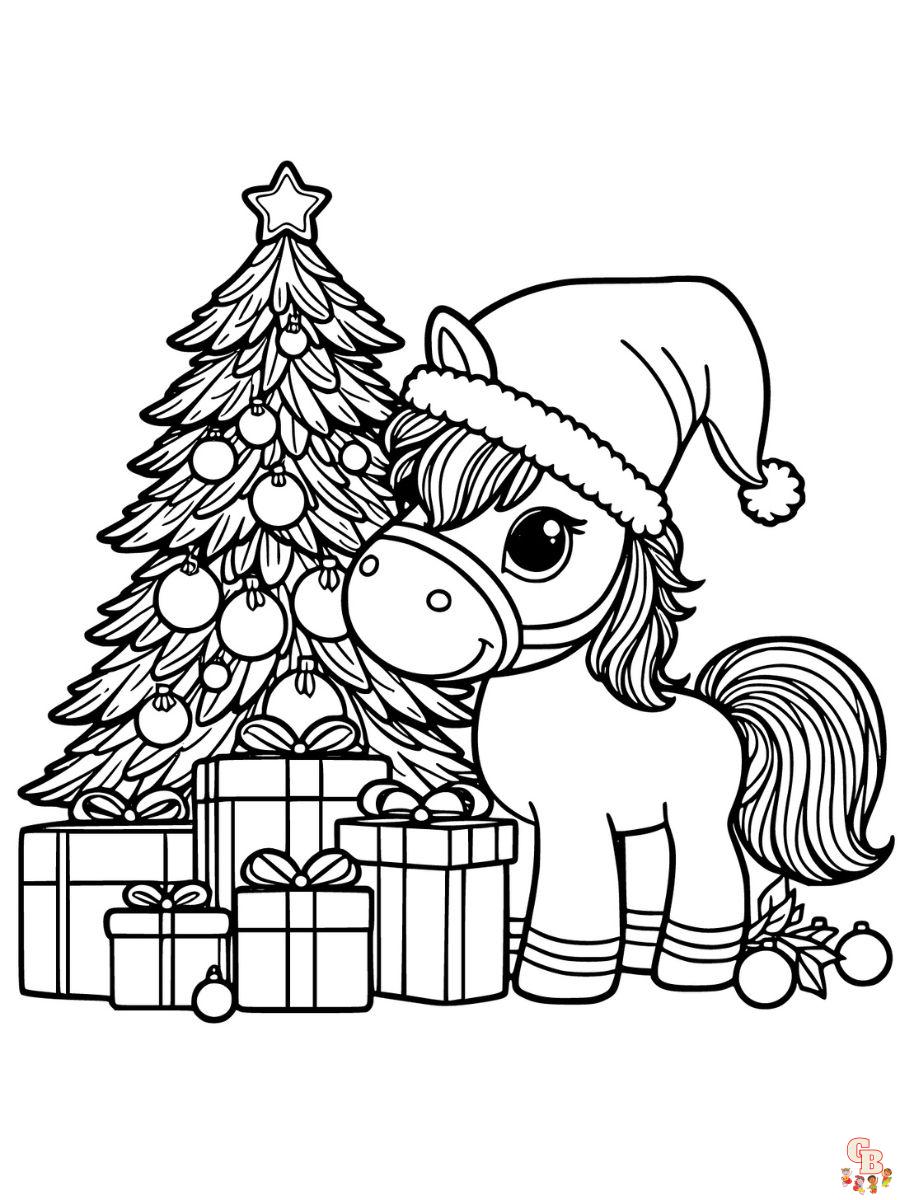 christmas horse coloring pages for kids