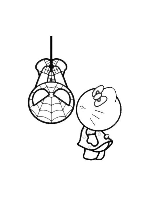 Hello Kitty and Spiderman Coloring Pages - Fun & Free Download