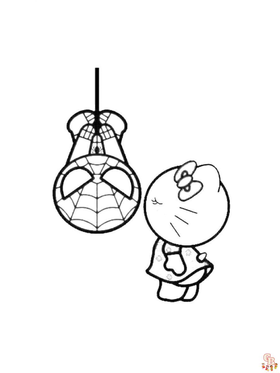 coloring pages hello kitty and spiderman