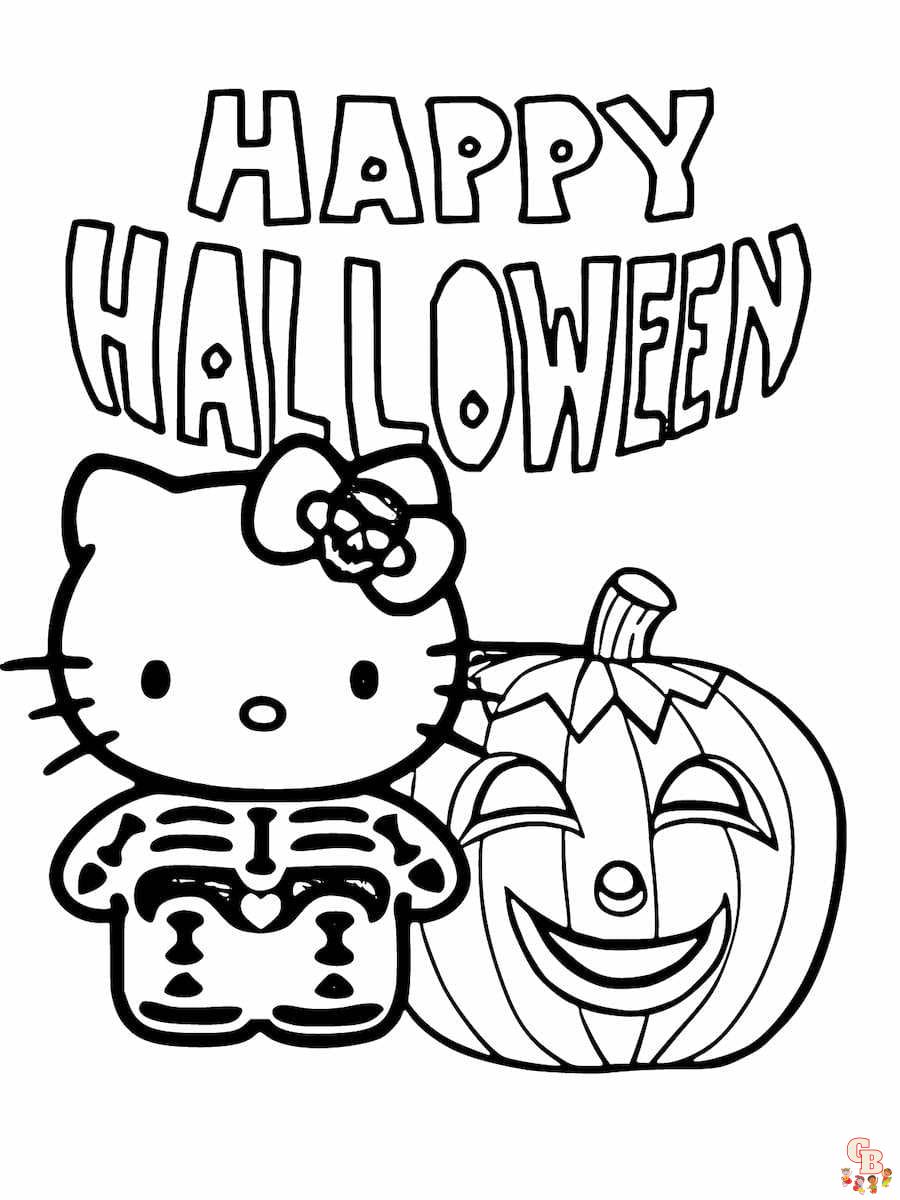 coloring pages hello kitty halloween