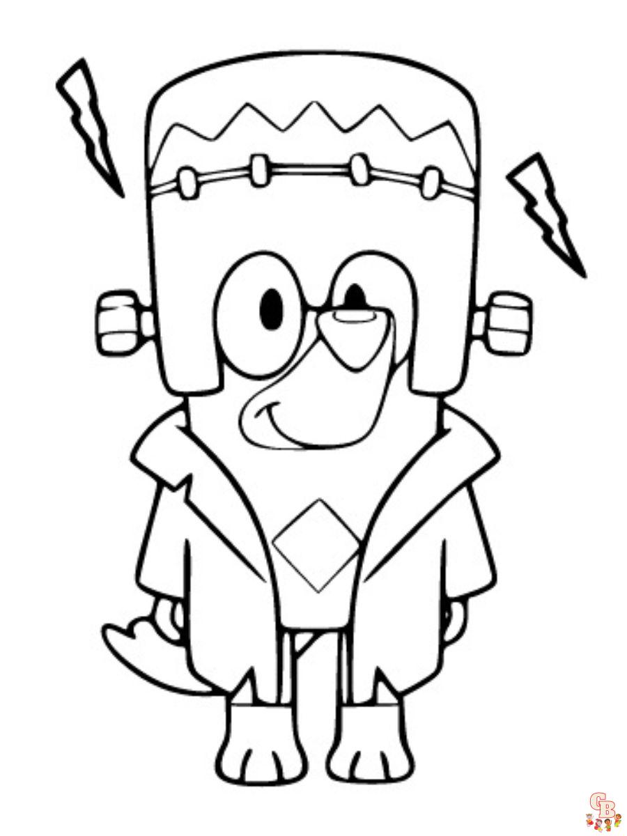 colouring bluey halloween coloring pages free