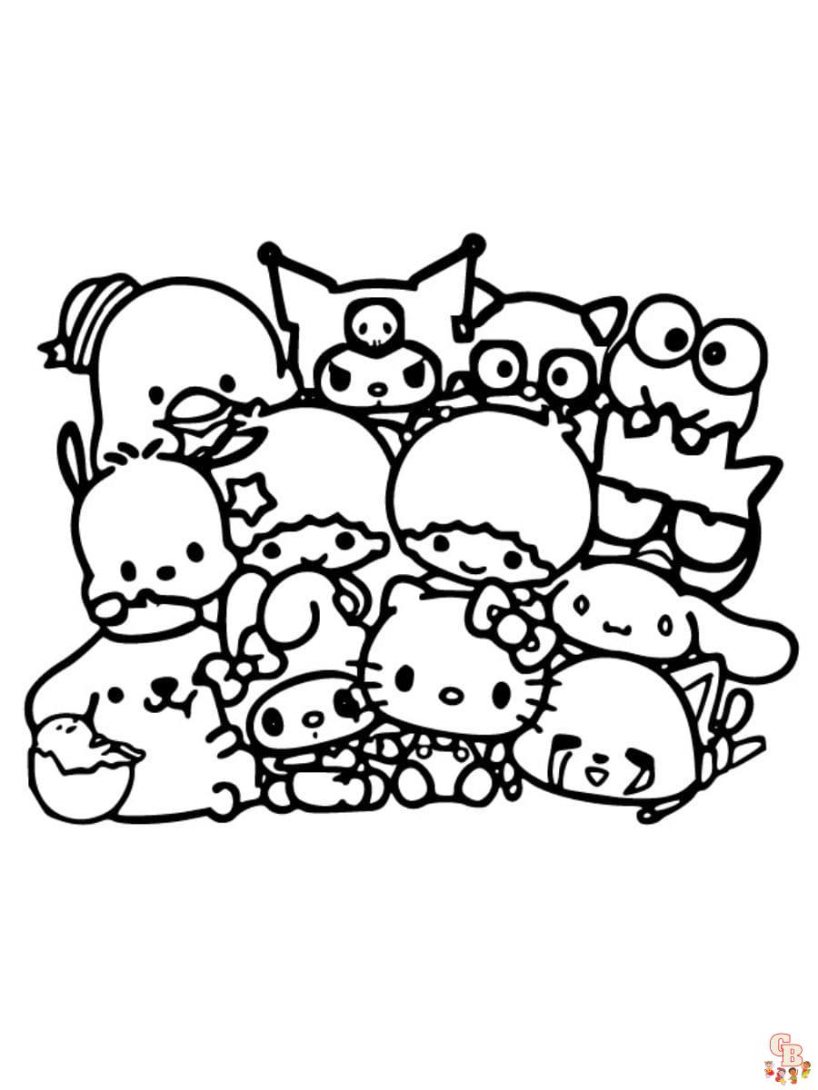 cute hello kitty and friends coloring pages
