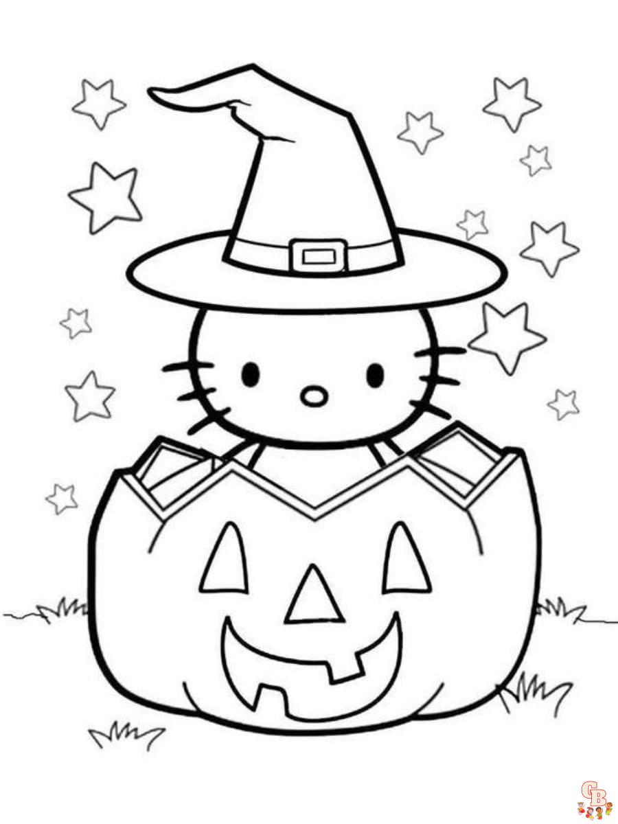 cute hello kitty halloween coloring pages