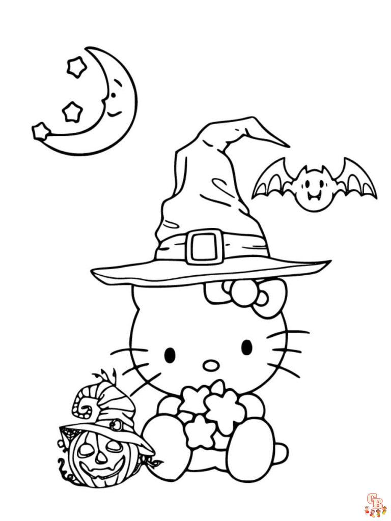 Spooky Fun with Hello Kitty Halloween Coloring Pages Free