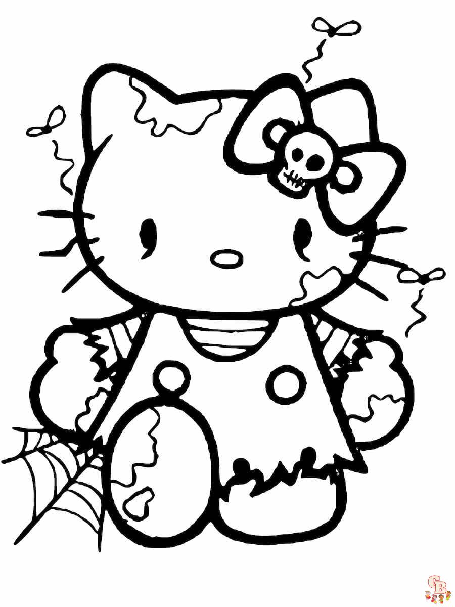halloween hello kitty coloring pages free