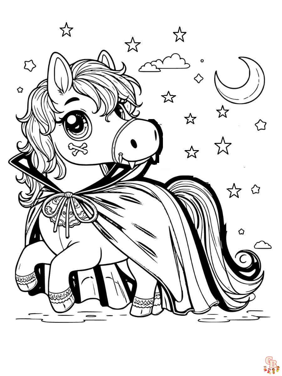 halloween horse coloring pages free
