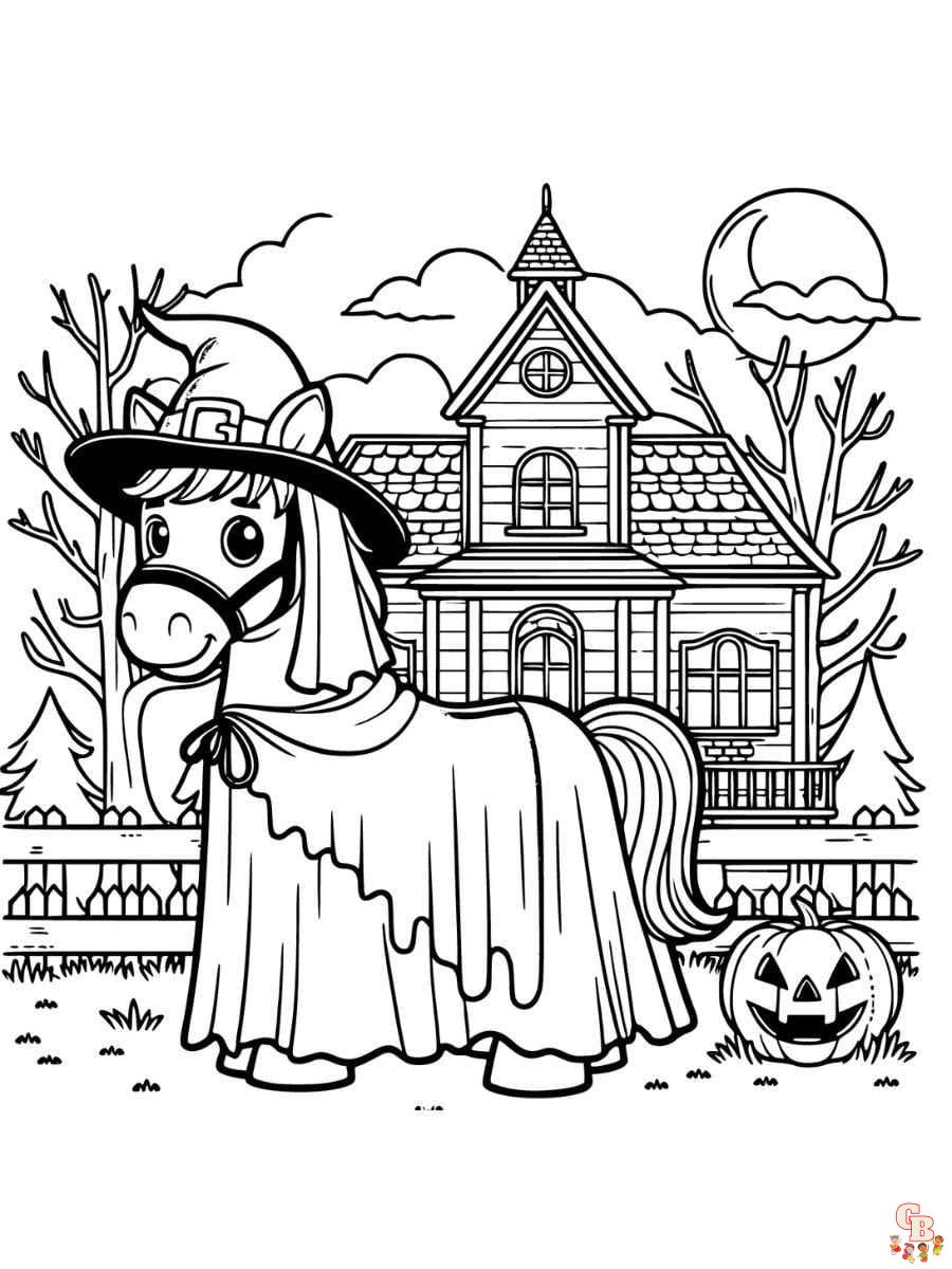 halloween horse coloring pages printable free